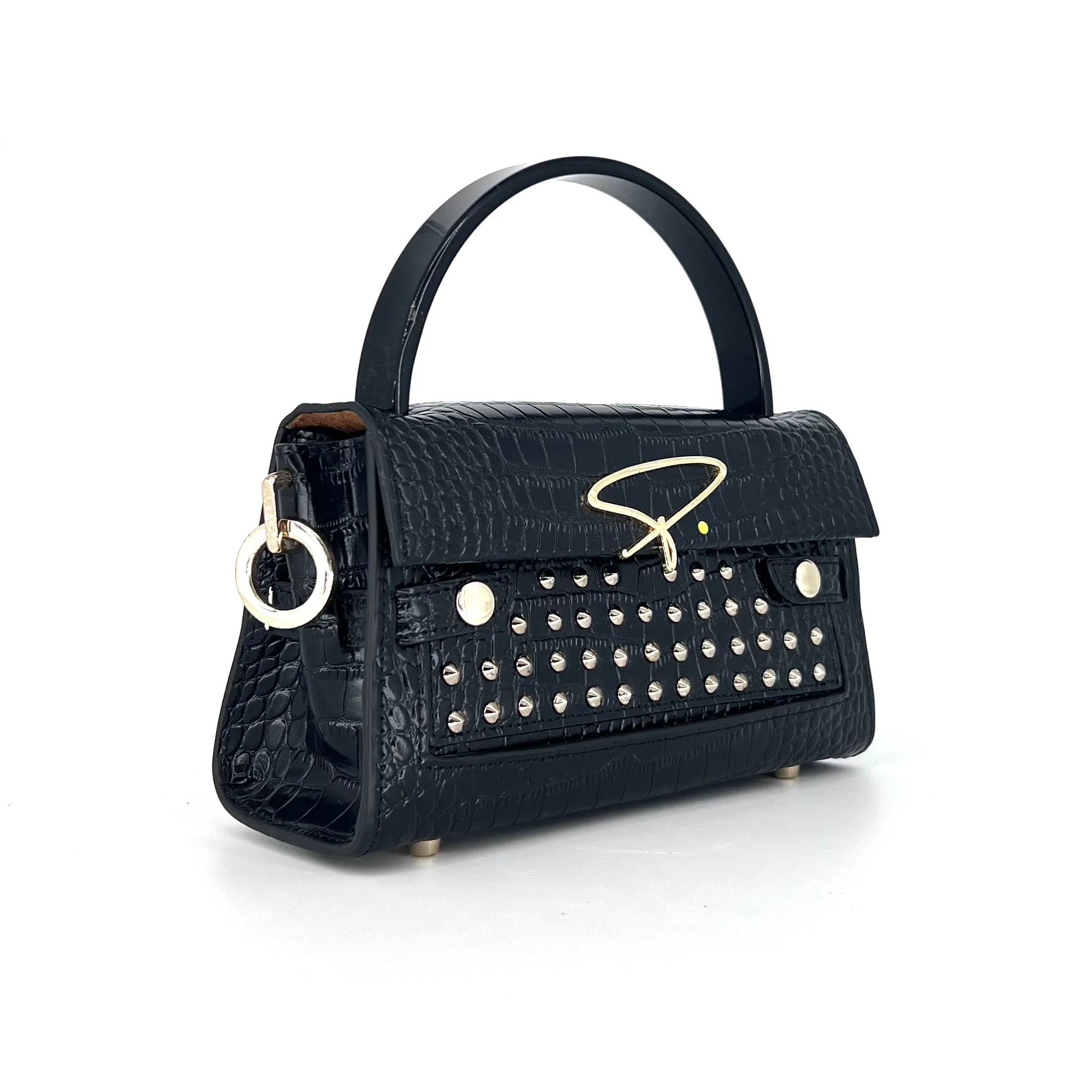 301W STUDDED SIGNATURE HANDLE BAG IN LILAC