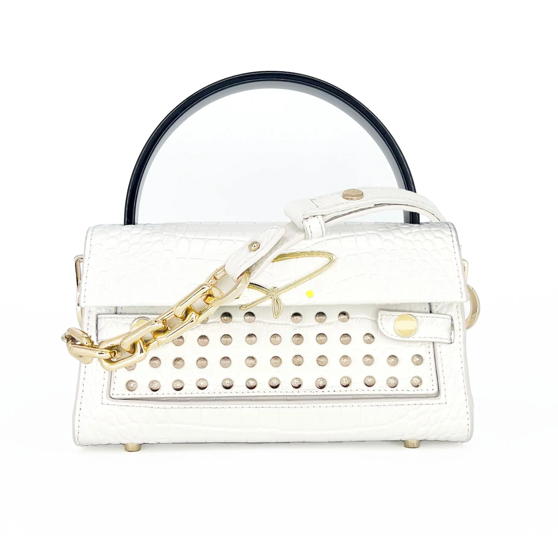 301W STUDDED SIGNATURE HANDLE BAG IN LILAC