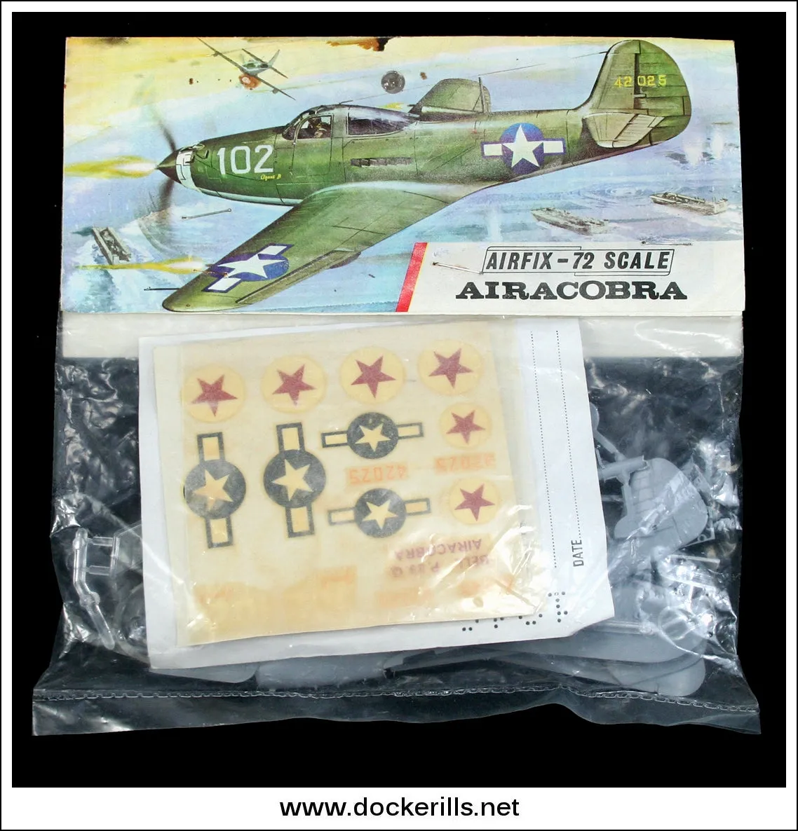 Airfix Bell P-39Q Aircobra 1:72 Scale Kit. Vintage Red Stripe Bag.