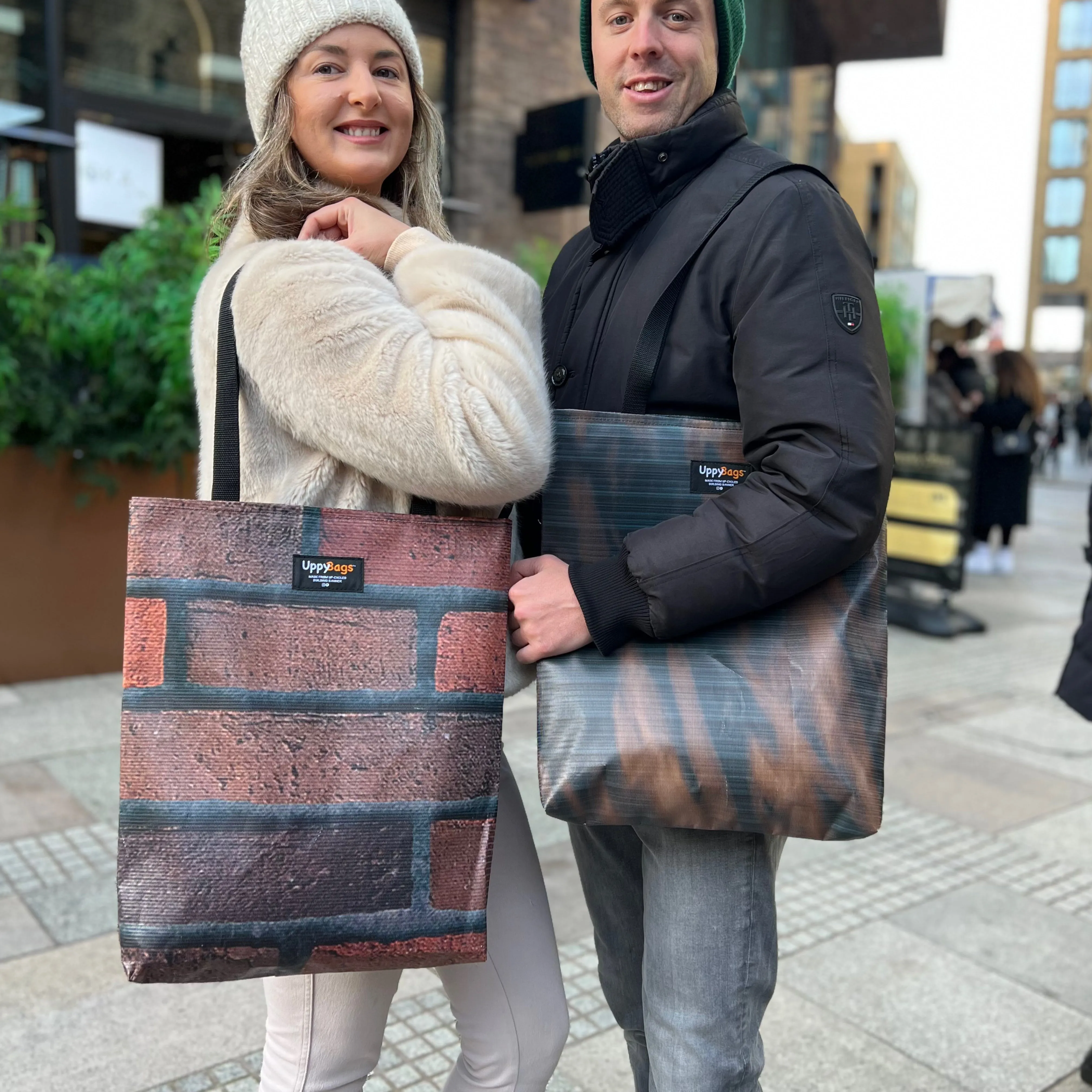 Brick recycled tote bags zip