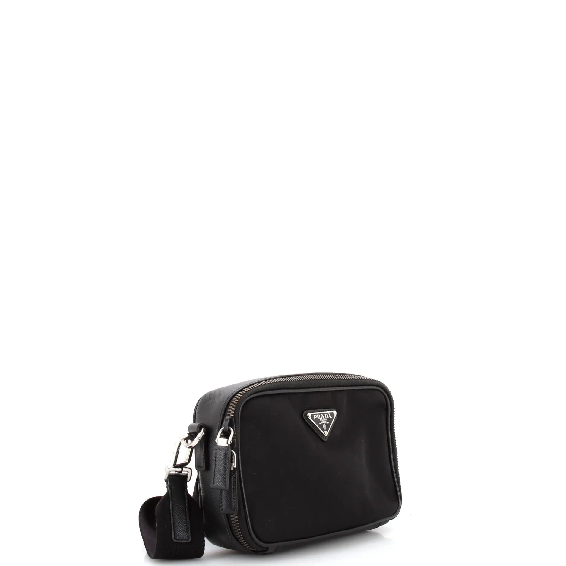 Brique Camera Crossbody Bag Re-Nylon with Saffiano Leather Small