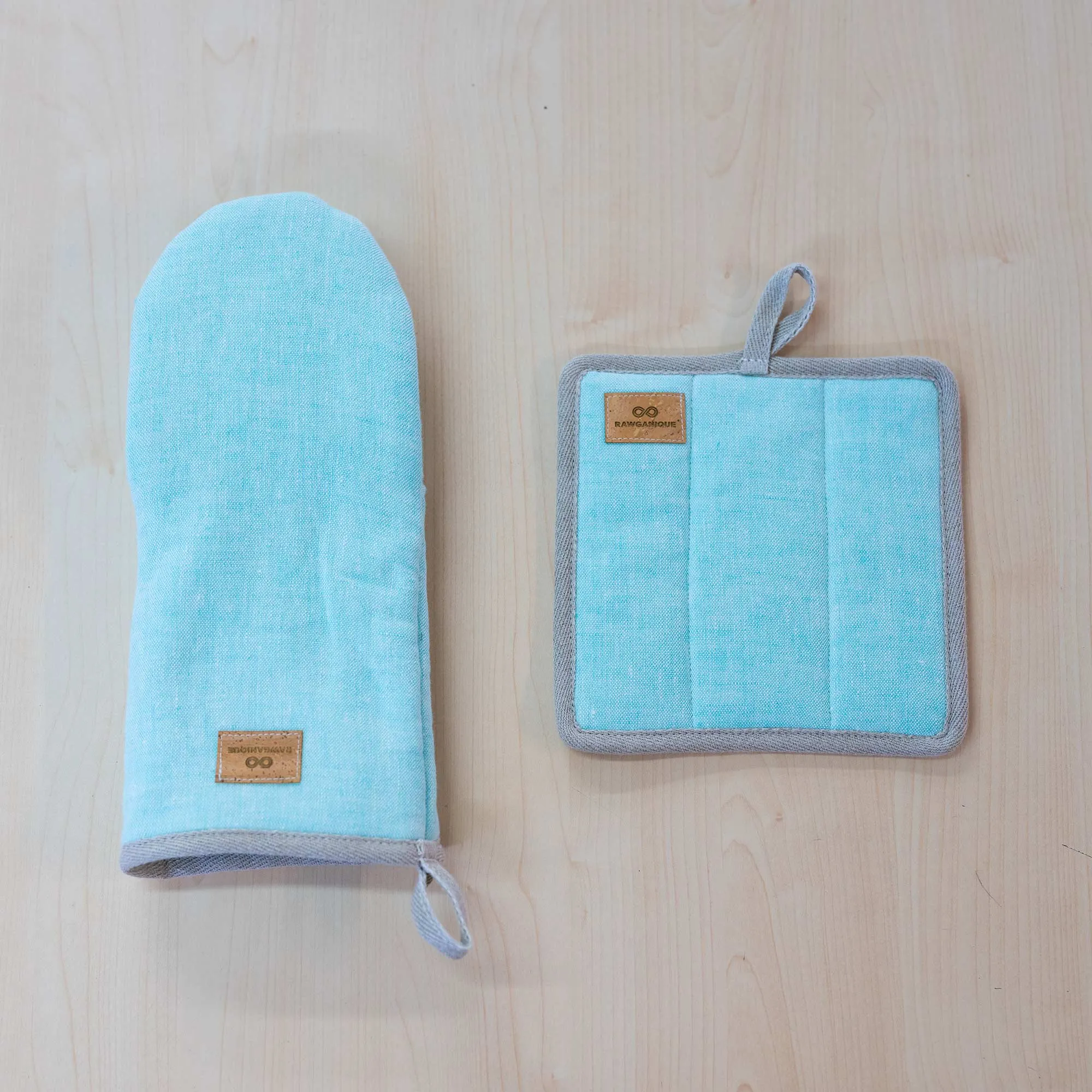 EPICUREAN Organic Linen Pot Holder | Oven Mitt (100% Organic Cotton Fill) (OC Thread, No Polyester, No Fire Retardants, No Plastic, No Synthetics) (100% Biodegradable)