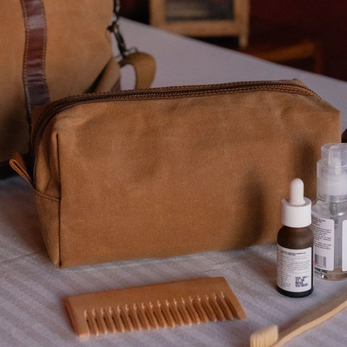 Olive Canvas Dopp Kit