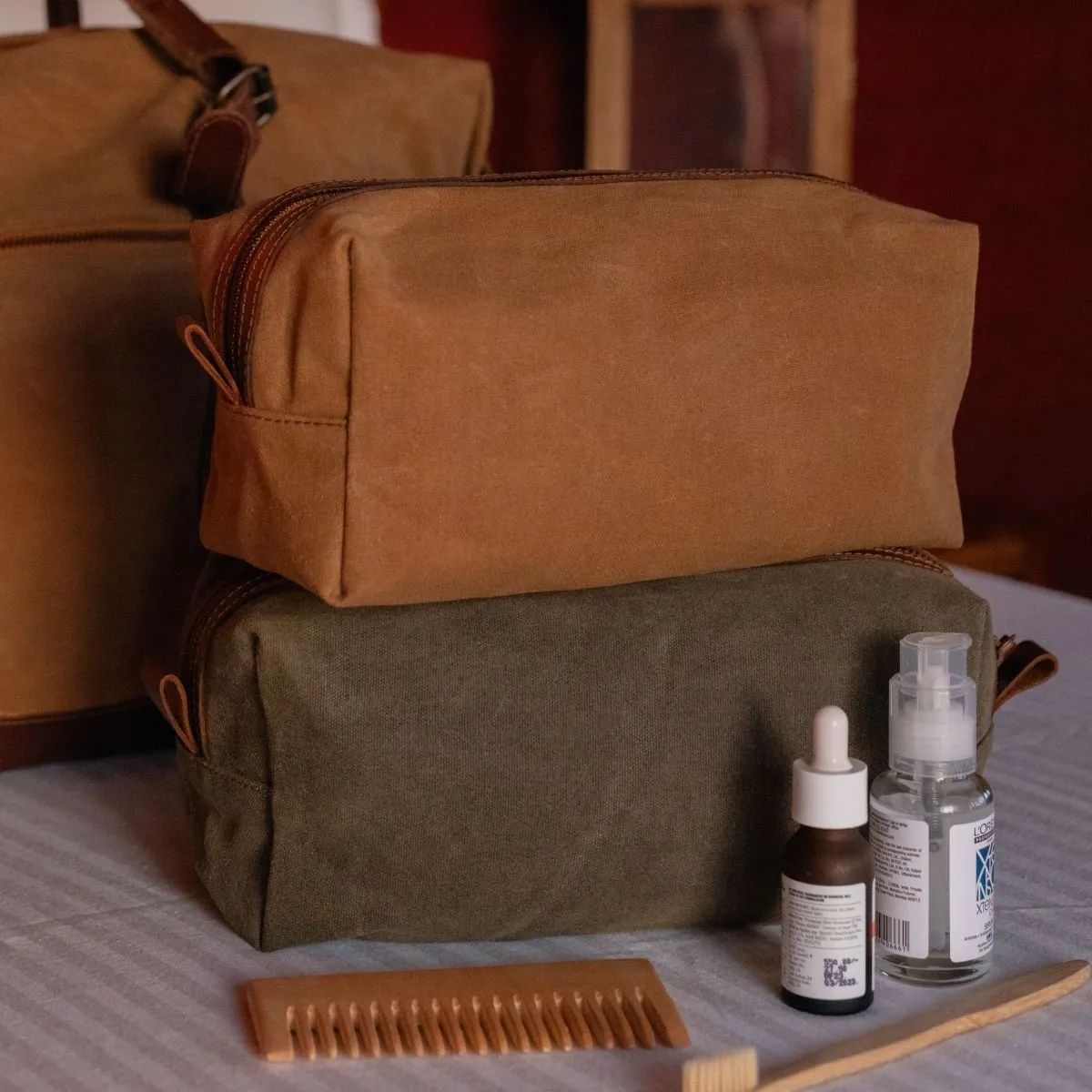 Olive Canvas Dopp Kit