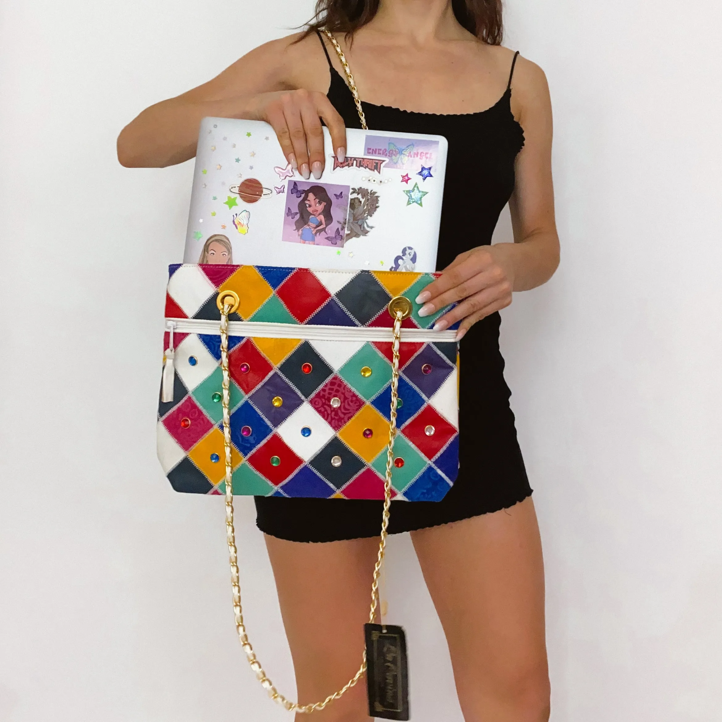Vintage Leather Studded Bag or Laptop Case